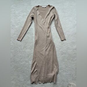 Astr Ribbed Tan Knit dress